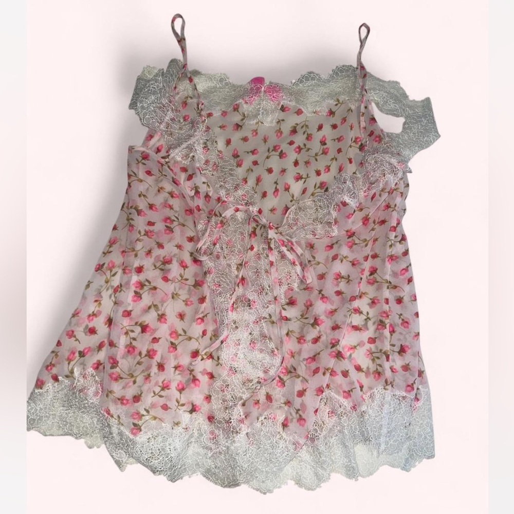 RARE 2013 Vintage Victoria’s Secret Chiffon Rosebud Print Slip - Picture 4 of 8